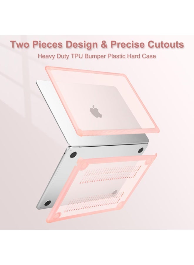 سيوسي Laptop Case for MacBook Air 15 inch, Hard Shell Laptop Cover with Keyboard Cover, TPU Bumper Protective Mac-Book Skin, Anti-Cracking & Anti-Fingerprint Design for Office, School Use (Pink) - Image 3